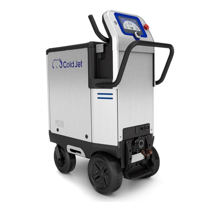 Cold Jet AERO2 PCS 60 dry ice blasting machine, front three-quarter view showing the control panel, handle and wheels